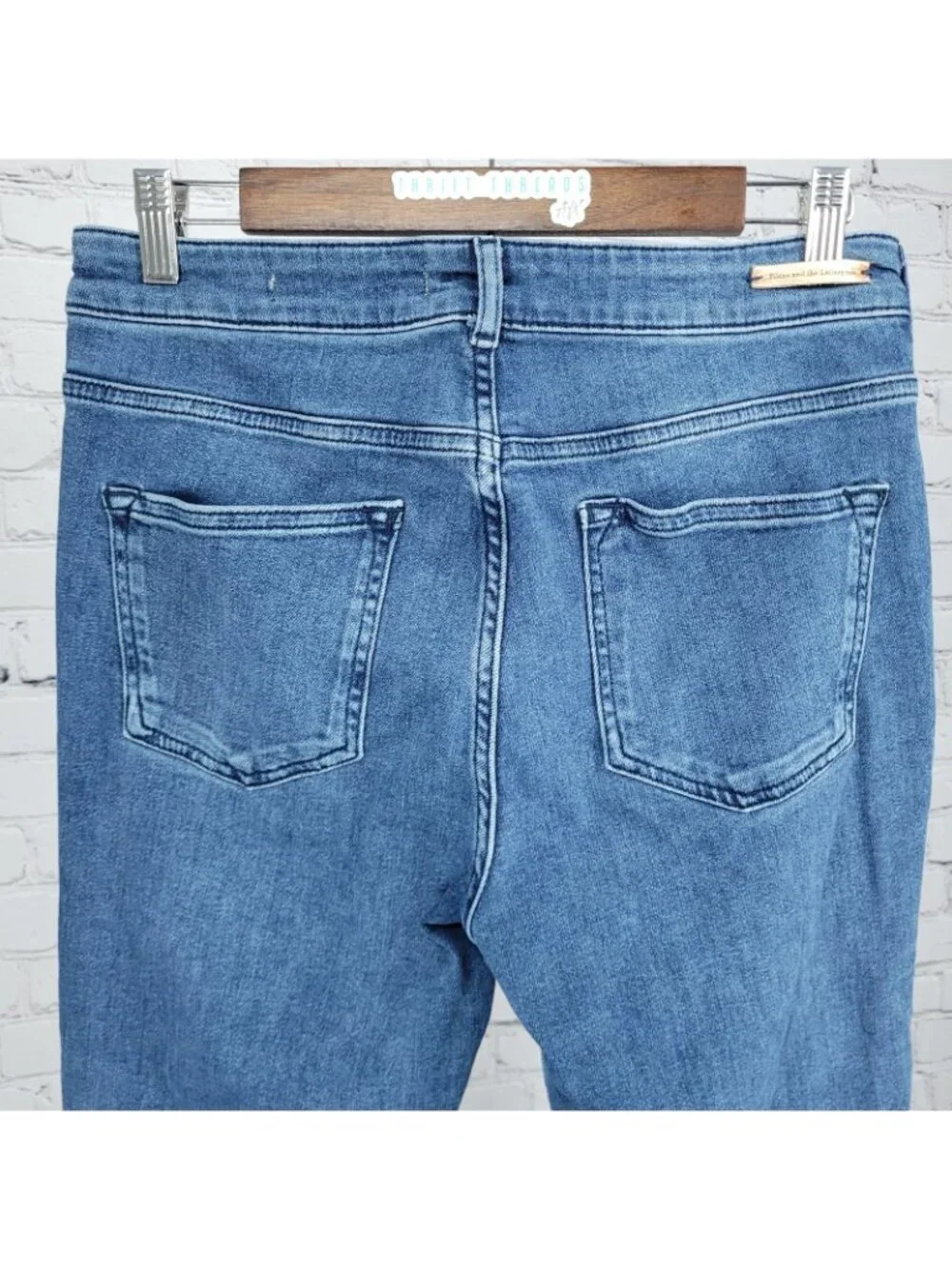Pilcro & The Letterpress Blue High Rise Bootcut Button Leg Jeans 29 (29x32)